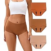 SUNCHIRI Incontinence Underwear for Women, Seamless High Waisted Washable Leak Proof Postpartum Protective Briefs 3 Pack (Multicolor02, Large)