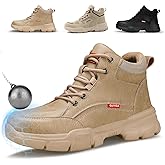 Dumsiyin Steel Toe Work Boots for Men, Lightweight Safety Work Boots with Kevlar Midsole, Water-Resistant for Construction and Warehouse Work