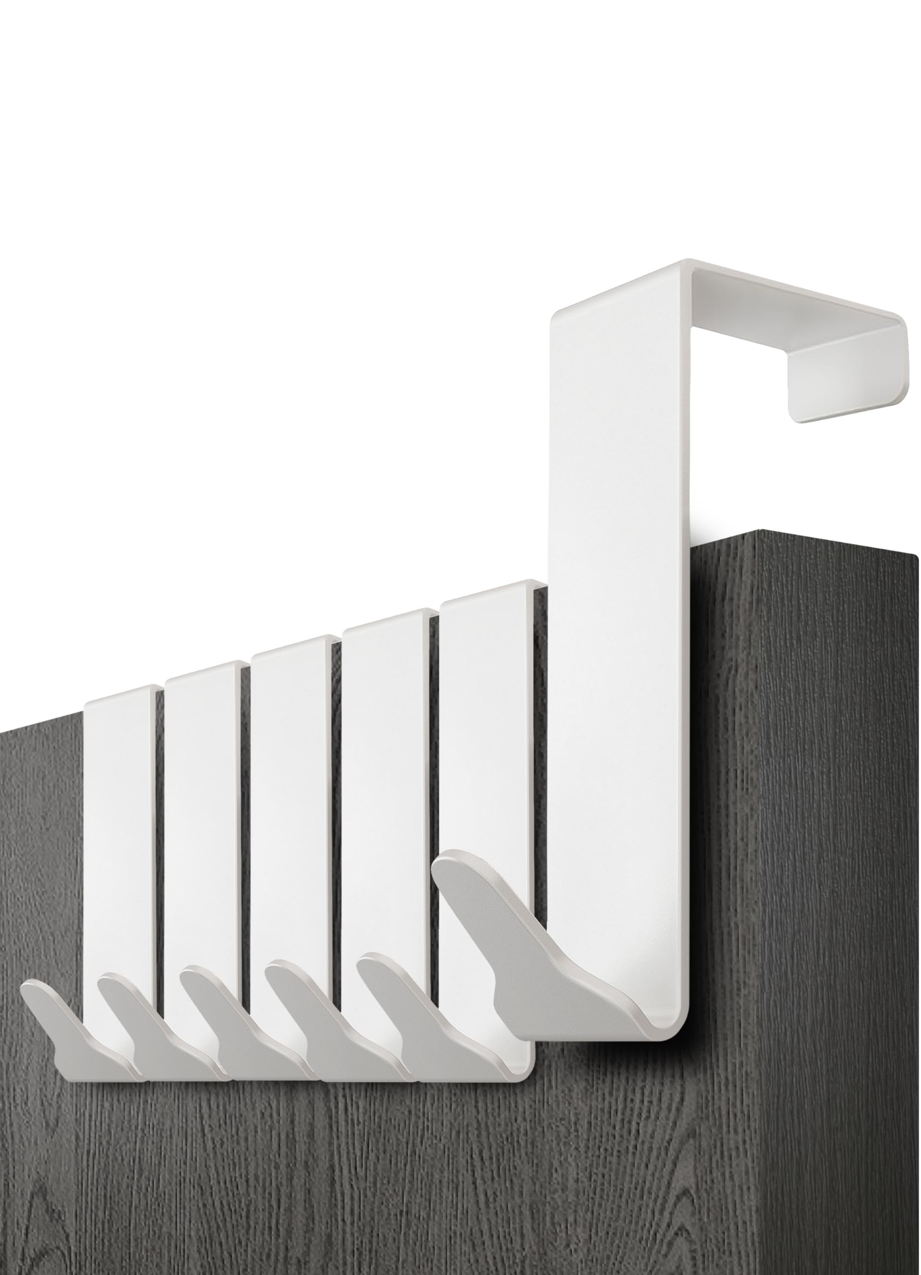 Menz Over Door Hook 6 Pack White, Stable Overdoor Hanger. Rust-Free Door Hangers for Clothes, 3.6cm Fit. 15kg Coat Hanger, Stainless Steel with EVA Pads, Prevents Scratches — image 1