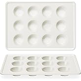 HONGBAKE 2 Pack Nonstick Ceramic Muffin Pan, 12 Cup Muffin tin for Baking, Non-toxic Cupcake Pan, Heavy-duty Aluminized Steel Cupcake Tray with Diamond Texture, Easy To Clean (Cream, 2PCS)