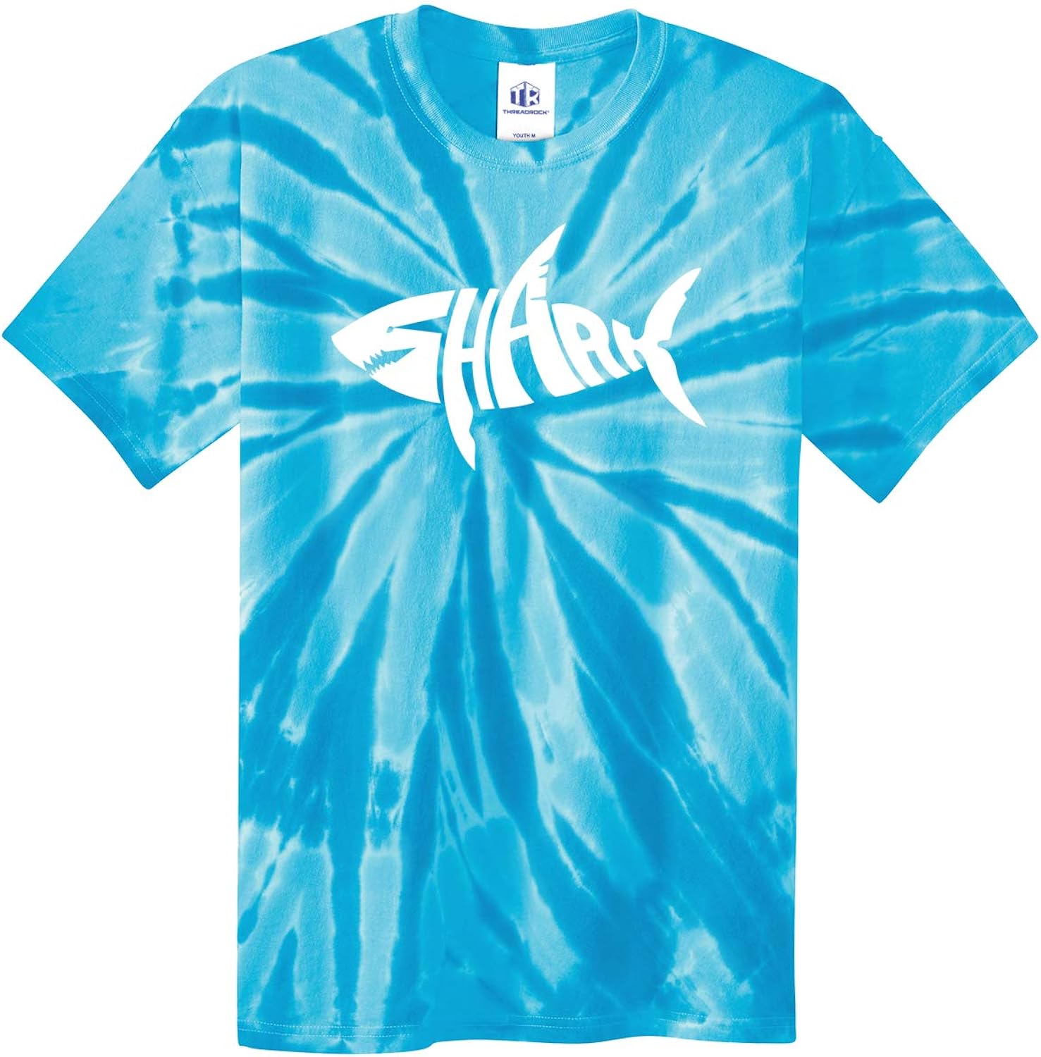Threadrock Kids Shark Typography Youth Tie Dye T-Shirt