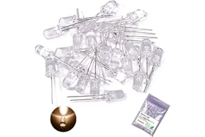 Juasky 150pcs 5mm LED Diode Lights,Clear Warm White LED Light Emitting Diodes for Science Experiment DIY Projects