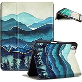 Lokigo for iPad (A16) 11th/10th Generation Case (11-Inch/10.9 Inch) 2025/2022, Build with Pencil Holder, 4-Viewing Angles Stand, Support Touch ID, Smart Auto Wake/Sleep, Forest Mountains
