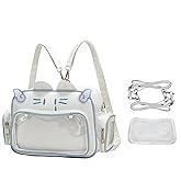 Kawaii Ita Bag Cat Backpack Y2k Girl Japanese School Bag Anime Shoulder Crossbody with Pin Display (White)