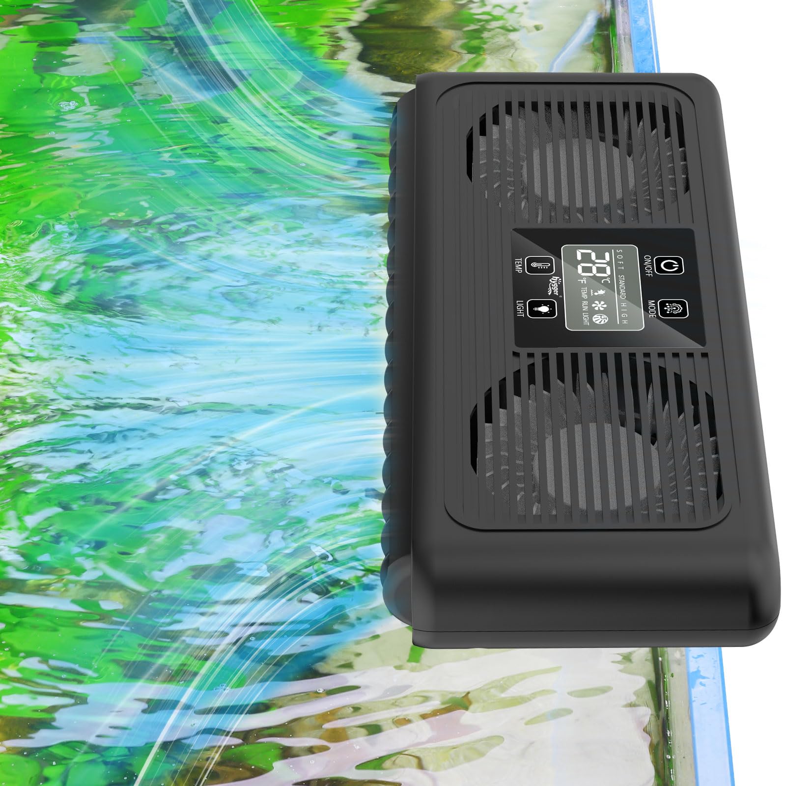 hygger Aquarium Chiller Fan, Fish Tank Radiator, Cooling Artifact, with Adjustable Speed Controller and Spotlight, Low Noise & Effective Cooling Aquarium Fan for Fresh Water Salt Water Tank