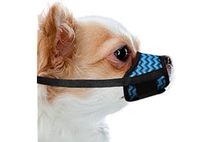 JOYPAWS Dog Muzzle, Comfortable Air Mesh Breathable Muzzle Wavy Stripe Adjustable Drinkable Loop Pattern Pets Muzzles for Extra Small Dogs, Stop Biting Barking and Chewing for Pomeranian Blue XS