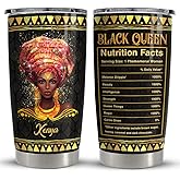 SANDJEST Personalized Black Queen Nutrition Facts Tumbler 20oz 30oz Tumblers with Lid Gift for African American Afro Black Girl Encouragement Birthday Women Day