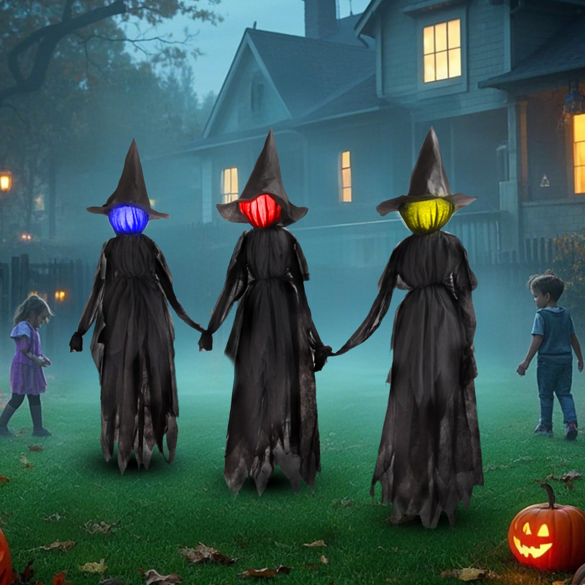 Photo 1 of DR.DUDU 6 Ft Light up Witch Stakes Halloween Yard Decorations Scary Witches with Multiple Colors LED Lights, Haunted House Props for Outdoor Garden Lawn Party Decor (JUST 1)