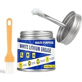 White Lithium Grease 60ml, Multi-Purpose Garage Door Lubricant with Brush, Bike Grease for Hinges, Bearings, Gears,Track Rail, Ideal for Household, Marine, Automotive, Industrial