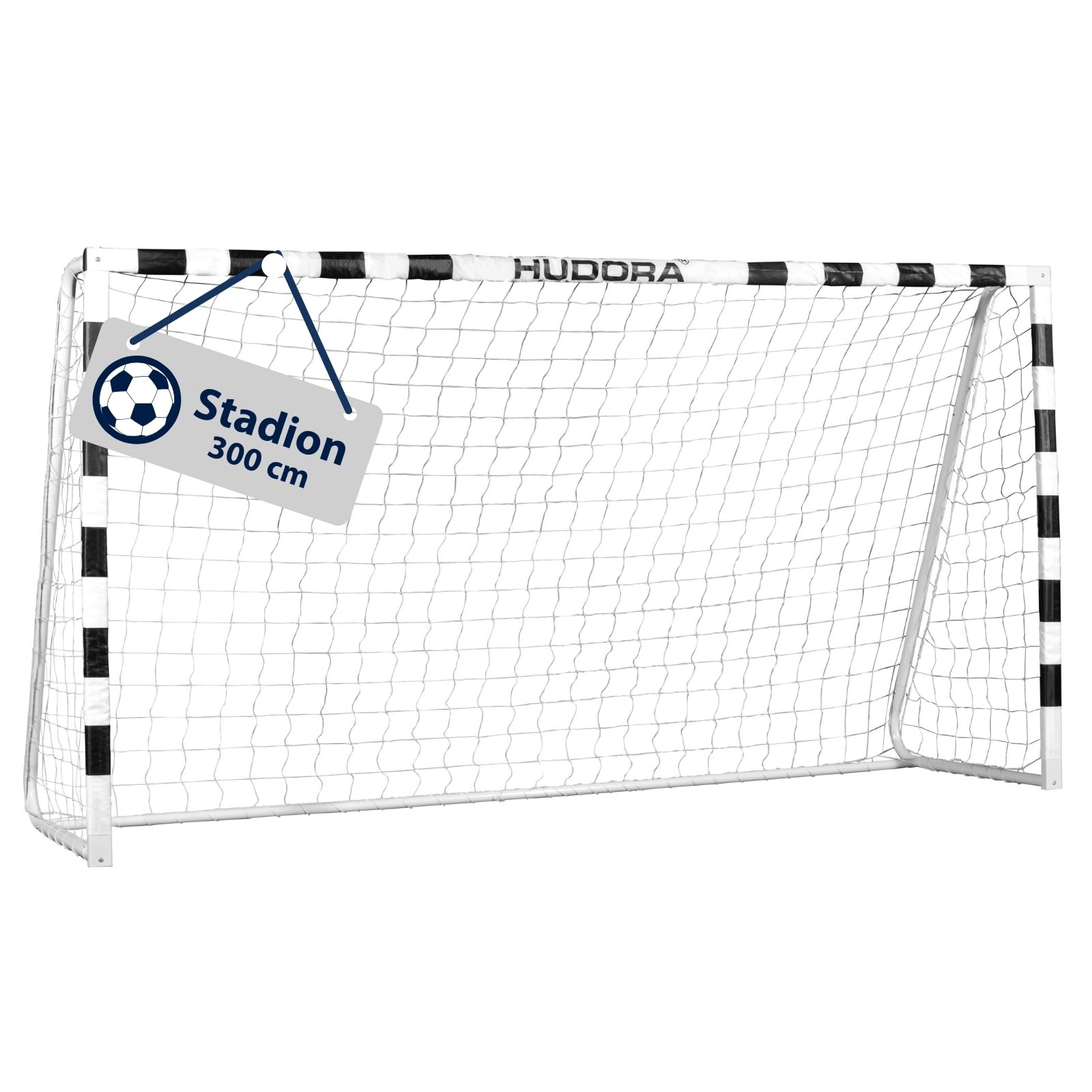 HUDORA Football Goal Stadion - Sturdy football goal for children & adults - Weatherproof football goal with close-meshed net for at home outdoor goal wall for leisure & training