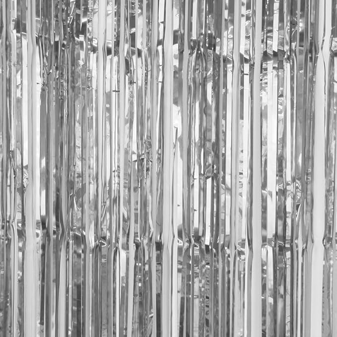 SUNBEAUTY Big 3ft x 8ft Fringe Foil Curtain Party Tinsel Backdrop Party