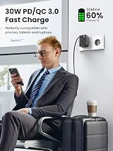 UGREEN UK to EU Plug Adapter 30W GaN PD USB C Travel Plug for Germany France view 2