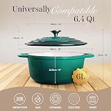 Nuovva Enamelled Cast Iron Dutch Oven 6.4 Quart Green 28cm with Lid view 2