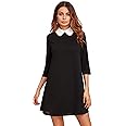 Floerns Women's Doll Collar Long Sleeve Short Tunic Dress