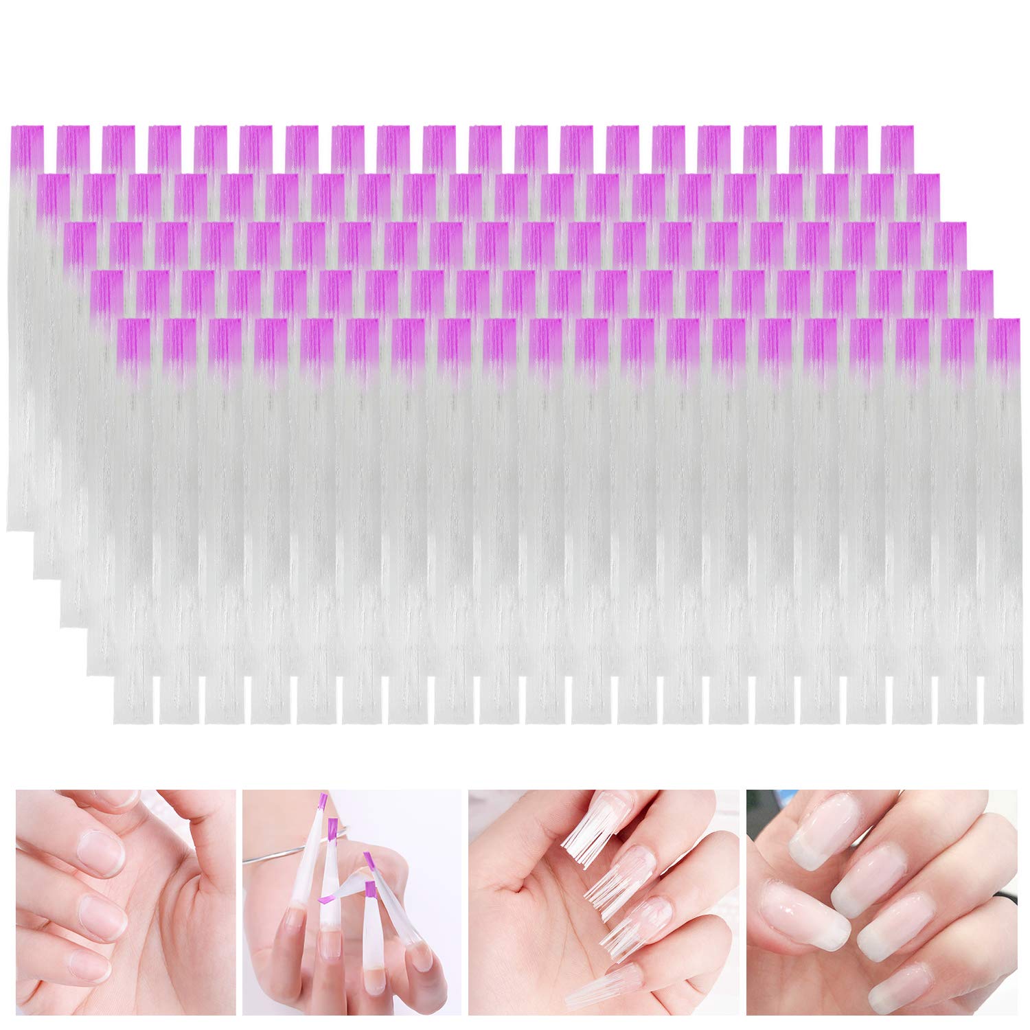 MWOOT 100 Pieces Fiberglass Nail Extension Silk,Nails Tips Quick Extension Fiberglass Fiber Silk False Nails Tips Salon Tool Accessories For UV Gel Nails Art