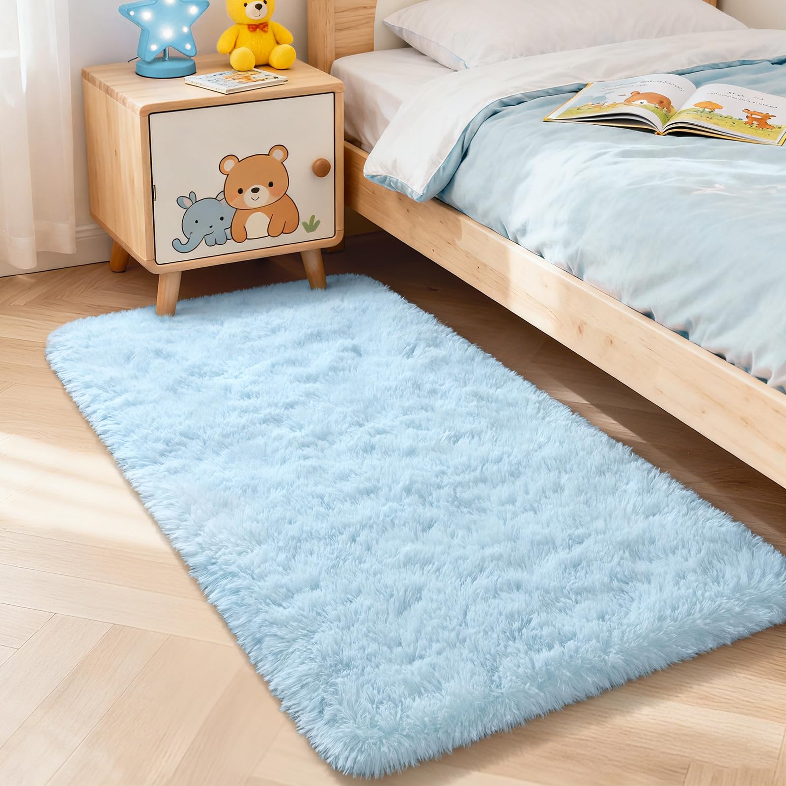 Open Rug Baby Merelax Fluffy Rug Shaggy Area Rug, Baby Blue 2x4 Area Rugs for Bedroom ...
