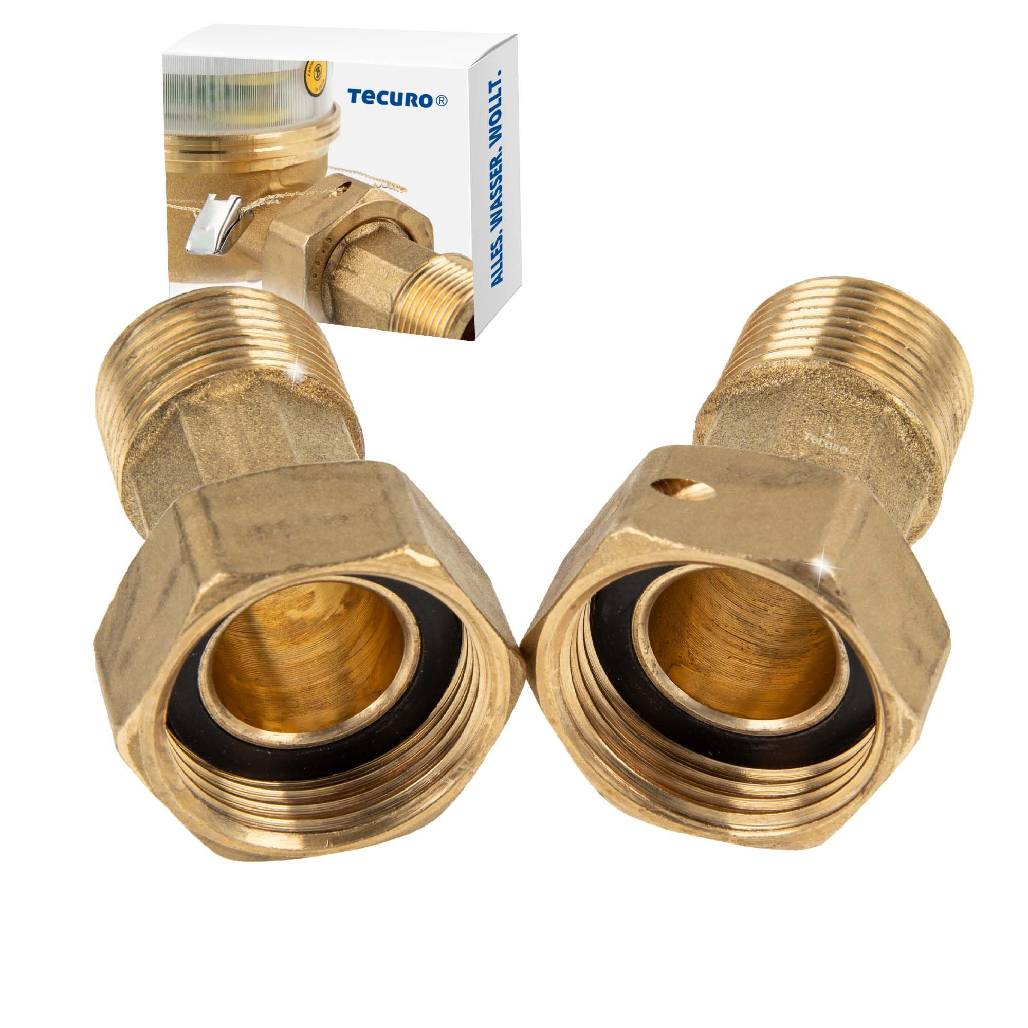 Tecuro Water Meter Fitting 3/4 Inch Union Nut x 1/2 Inch Male Thread (1 Set = 2 Pieces)