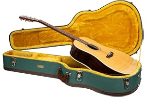 Crossrock Master Series Dreadnought Acoustic Guitar Case for Gibson J-45 / Martin D-Style | Malachite Blue Eco Tweed Fabric, Re-Engineered Shell, Leather Handle & Gold Velvet Interior(CRW720DMB)