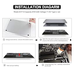 A1708 A1713 Laptop Battery Replacement for MacBook