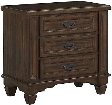 Amazon Com Benjara 30 Inch 3 Drawer Wooden Nightstand With Molded Details Brown Furniture Decor