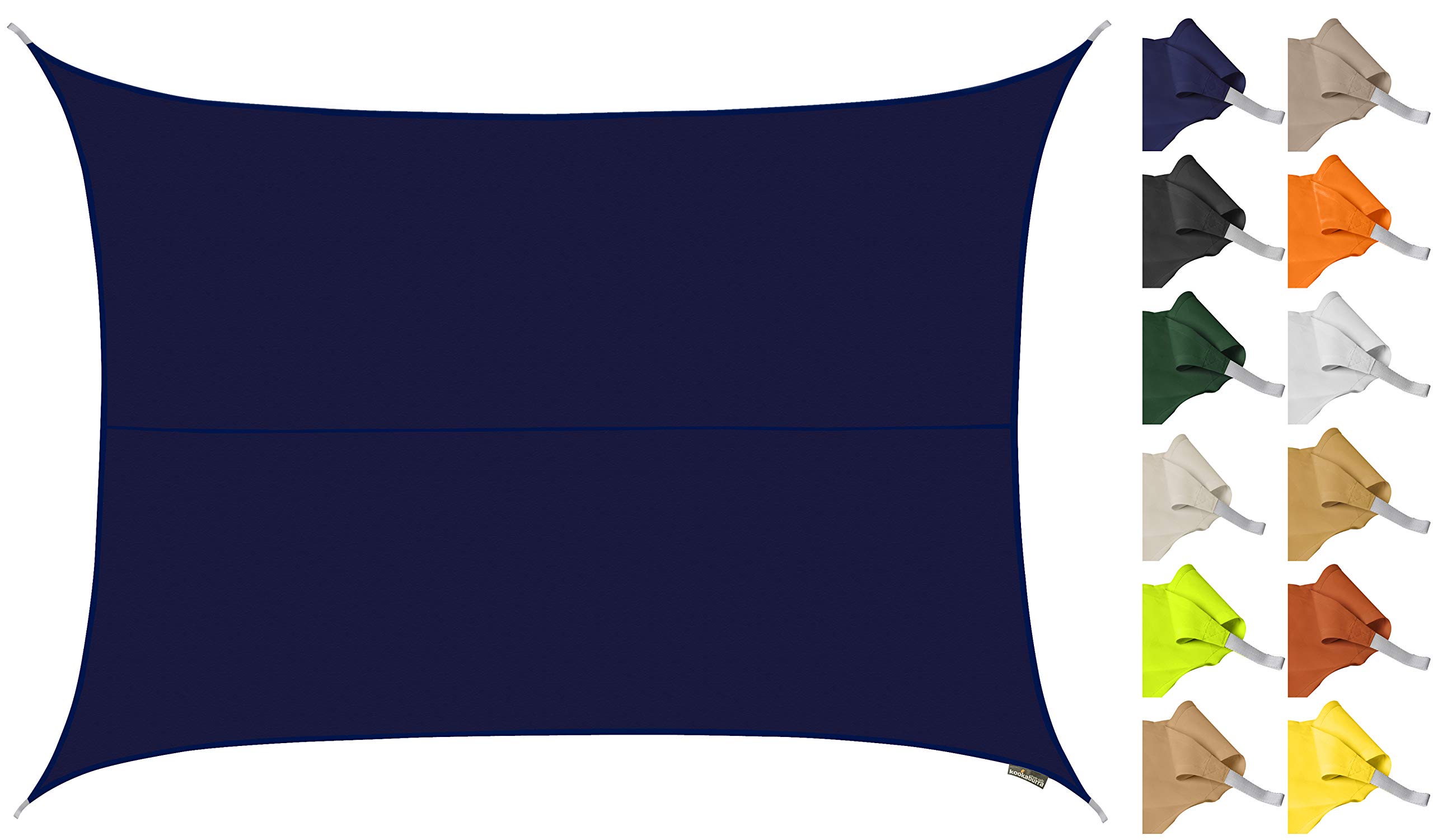 Kookaburra 3m x 2m Rectangle Water Resistant Garden Patio Sun Shade Sail Canopy 96.5% UV Block with Free Rope (Blue)