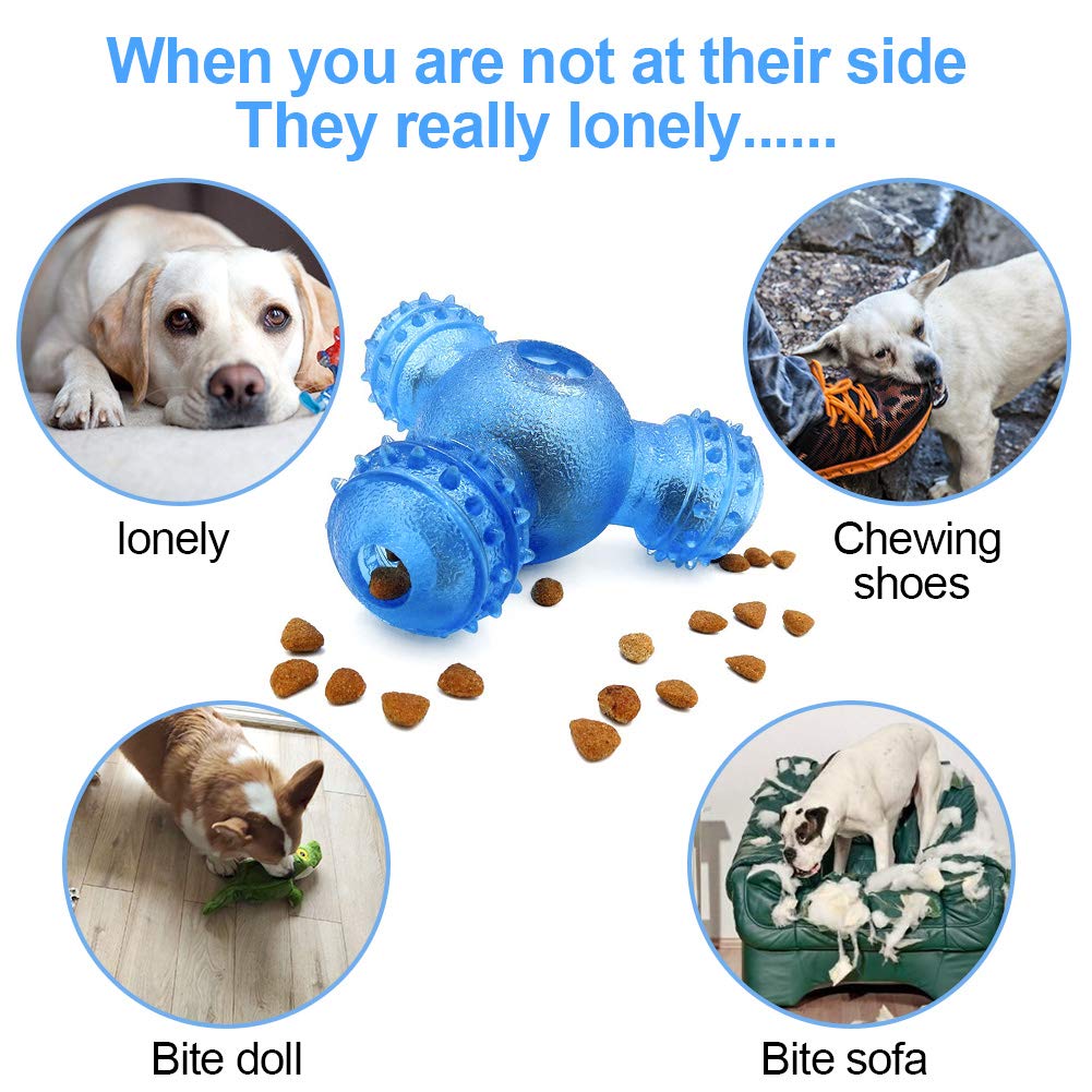 OldShark Dog Ball Toys Interactive Food Dispensing IQ Treat Ball Nontoxic Pet Puzzle Toys for Puppy Small Medium Dog Cat Chasing Training (Blue)