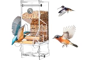 WQY GroceryShop No Mess Automatic Bird Feeder, Transparent Food Container Cage, Acrylic No Spill Bird Feeder Parakeet Parrot Cage Food Feeder