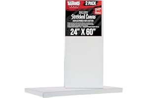 U.S. Art Supply X-Large Stretched Canvas for Painting 24x60 inch Gallery Depth 1-1/2" Thick, 2-Pack - 12oz Acrylic Gesso Triple Primed, Professional Artist Quality, 100% Cotton - Oil, Pouring Paint