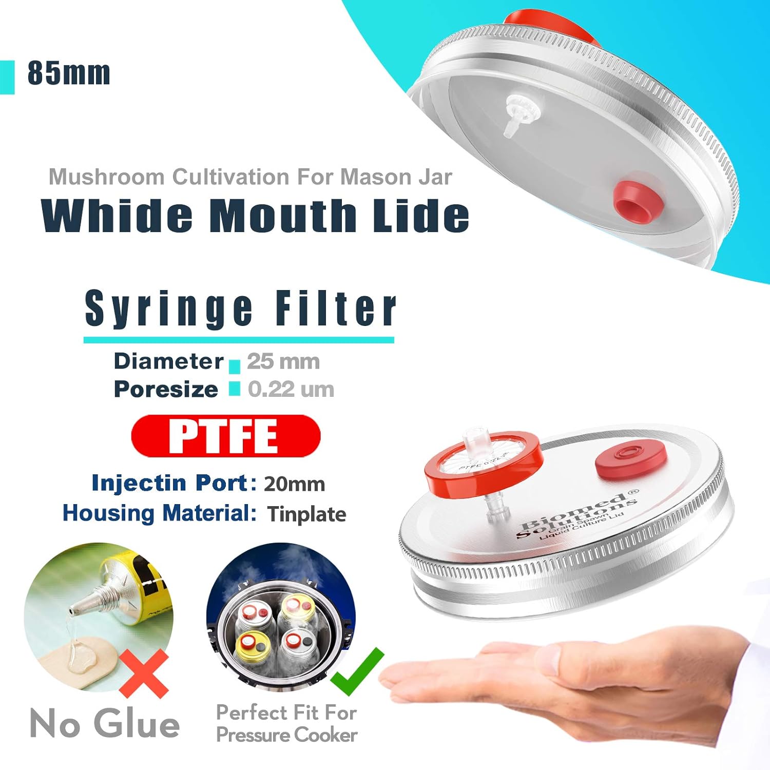 12 Grain Spawn Master Jar Lids Autoclavable Wide Mouth Mushroom Growing