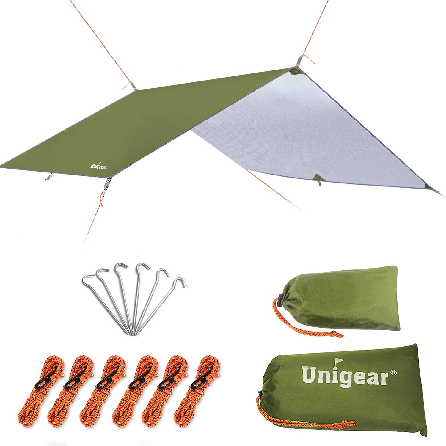 Photo 1 of Unigear Hammock Rain Fly Waterproof Tent Tarp, 9.8x9.8ft, UV Protection and PU 3000mm Waterproof, Lightweight for Camping, Backpacking and Outdoor Adventure