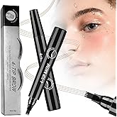Microblading Eyebrow Pencil, 2026 Upgrade Magic Eyebrow Contouring Pencil with Micro-Fork Tip, Premium 3D Waterproof 4 Tipped Spoolie Brush Precise Brow Pen Natural Makeup Effect (Black)