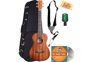 Kala KA-B Mahogany Baritone Ukulele Bundle with Hard Case, Tuner, Strap, Austin Bazaar Instructional DVD, and Polishing Cloth