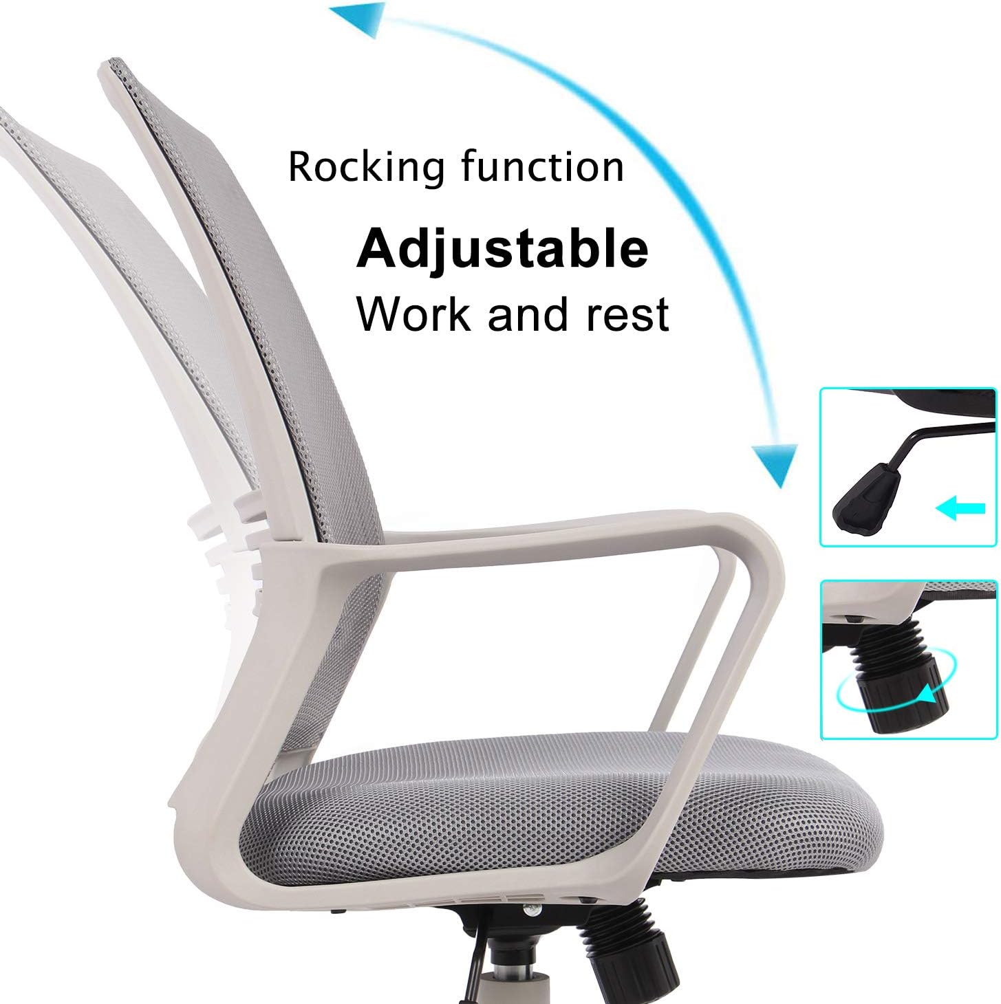 Office Chair, Mid Back Mesh Office Computer Swivel Desk Task Chair, Ergonomic Executive Chair with Armrests: Furniture & Decor