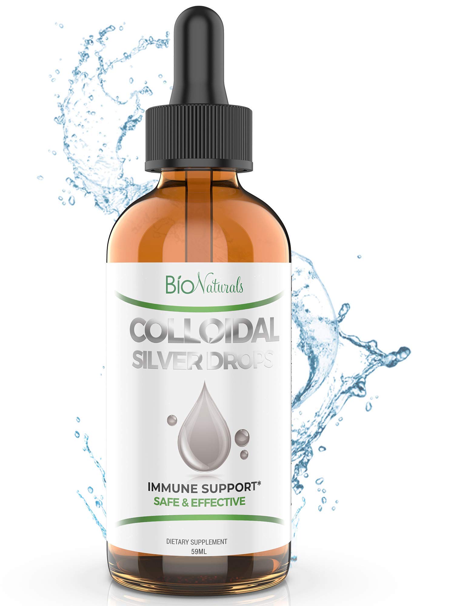 Bio Naturals Colloidal Silver Liquid Drops Safe & Effective All