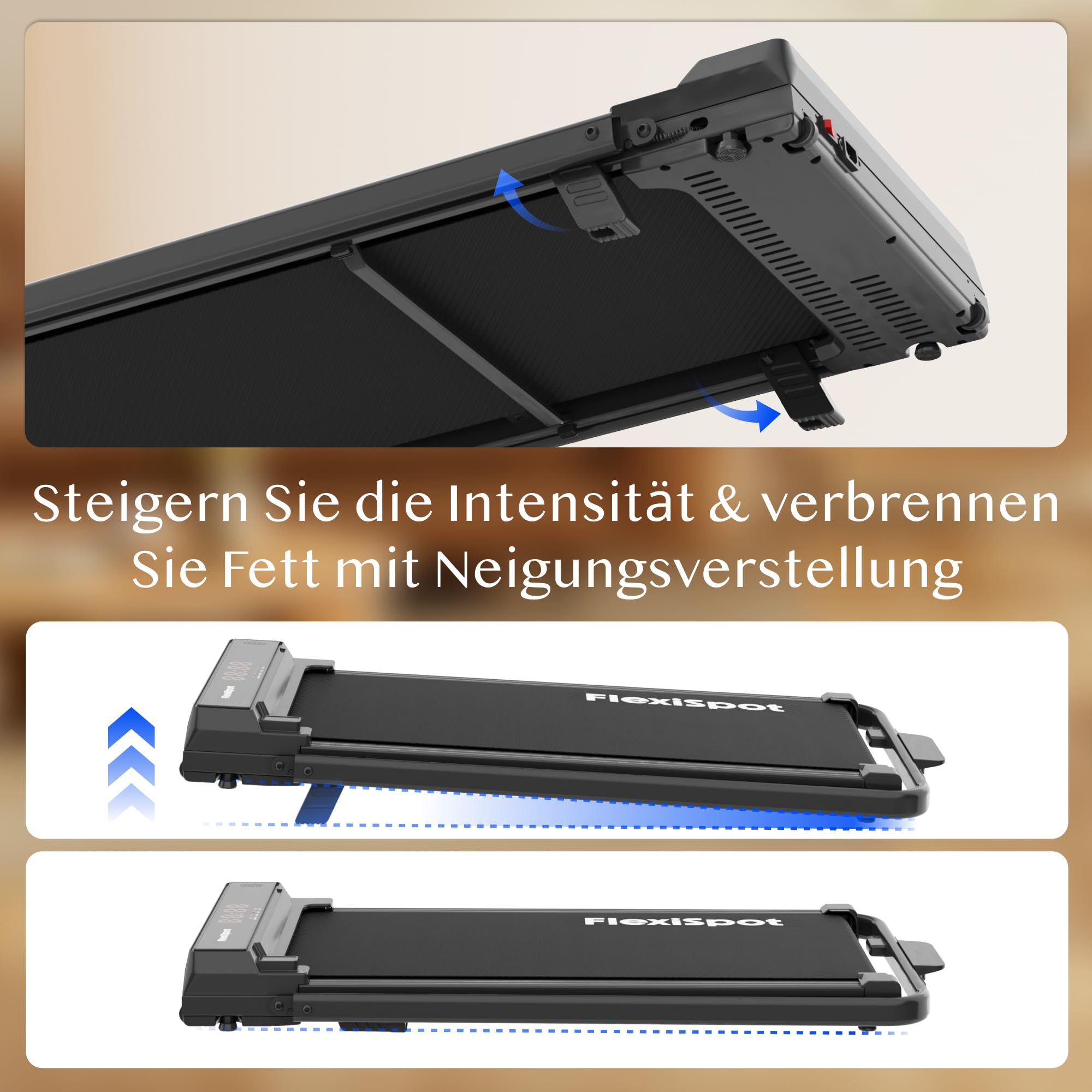 FlexiSpot Laufband mit 7% Steigung, 1–12 km/h, klappbarer Handlauf, bis 140 kg belastbar, LED-Display mit Fernbedienung, Walking Pad für Zuhause & Homeoffice Dynamix Schwarz 8