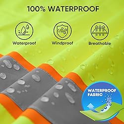 TICONN Hi Vis Rain Jacket and Pants, Waterproof
