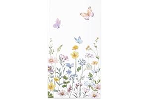 50 Pack Spring Floral Napkins - Watercolor Wild Flower Disposable Hand Towels for Bathroom - Napkins Disposable Decorative fo