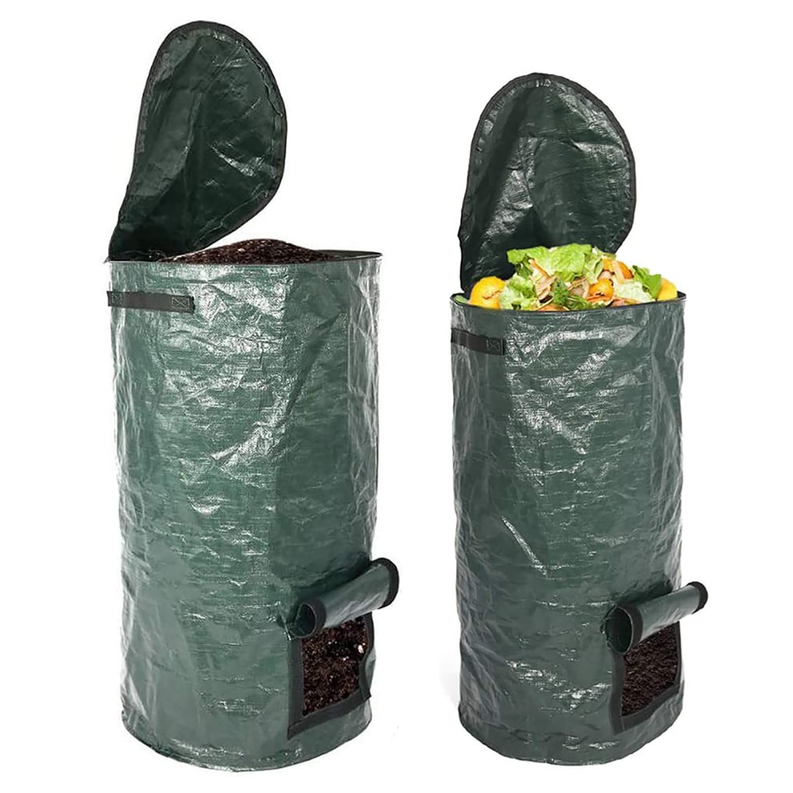 Organic 2 Pack 15 Gallon / 34 Gallon Garden Compost Bins Environmental Reusable Pe Waste Disposal Compost Bags for Kitchen Garden Yard