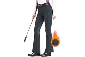 FitsT4 Sports Women's Fleece Lined Bootcut Horse Riding Pants Winter Full Seat Riding Tights with Pockets Equestrian Breeches