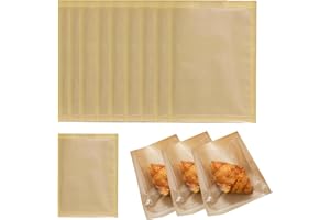 WACCOMT Pack 100 Pcs 13x19 cm Kraft Paper Bakery Bags with Transparent Window Oil Proof Film Fold Top Closure Baked Goods Pac