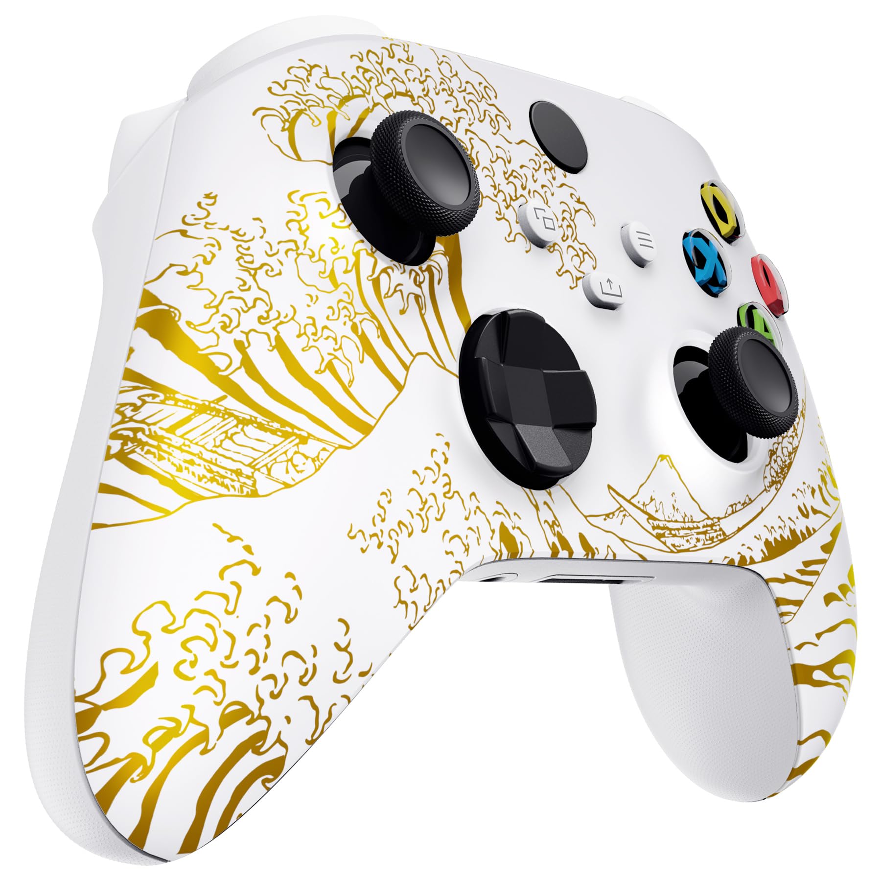 eXtremeRate Replacement Shell for Xbox Series X|S Controller, The Great Golden Wave Off Kanagawa Front Housing Faceplate Case for Xbox Series X & Xbox Series S Controller Custom Accessories