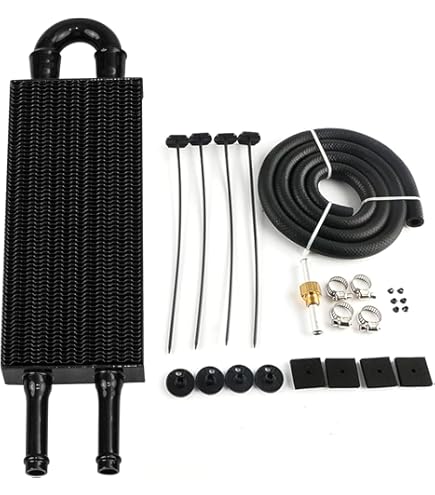 A-Premium Universal Transmission Oil Cooler - Aluminum 4-Pass, Towing Up To 2,500 Lbs, With Hose Kit