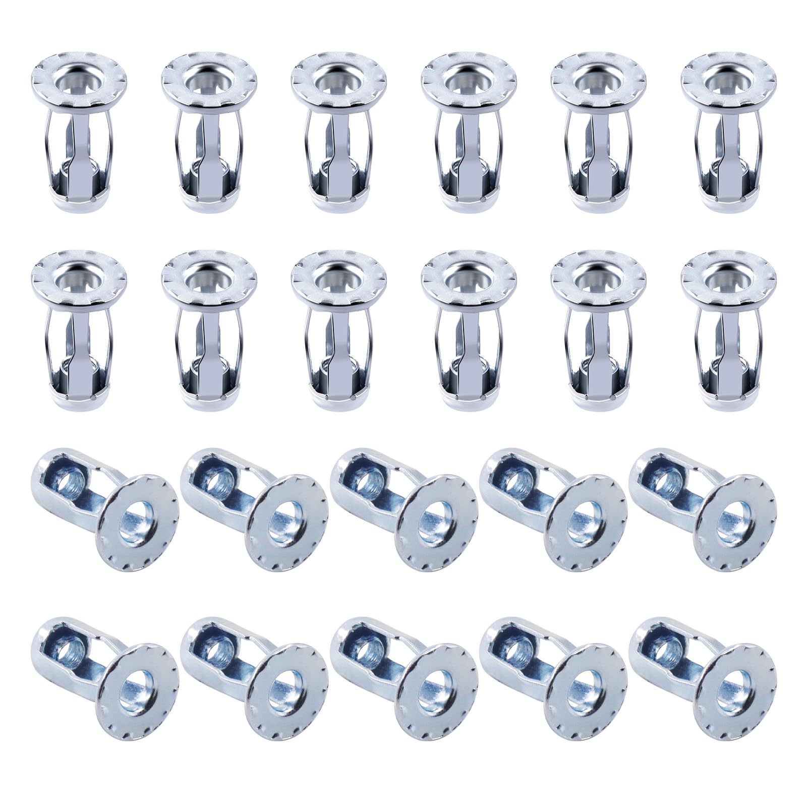 Mardatt 30Pcs M4 Jack Nuts Assortment Kit, Expansion Insert Nuts Petal Nuts Jack Nut Screw Anchor for Hollow Wall Plastic Polywood Pressboard Hardboard (M4 - Silver)