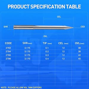 HUHAO Spiral Engraving CNC Router Bits | 10 Pack, 2 Flute Up-Cut, 30 Degree, 0.1mm Tip, 1/8" Shank For Pyramid Carving - View #5