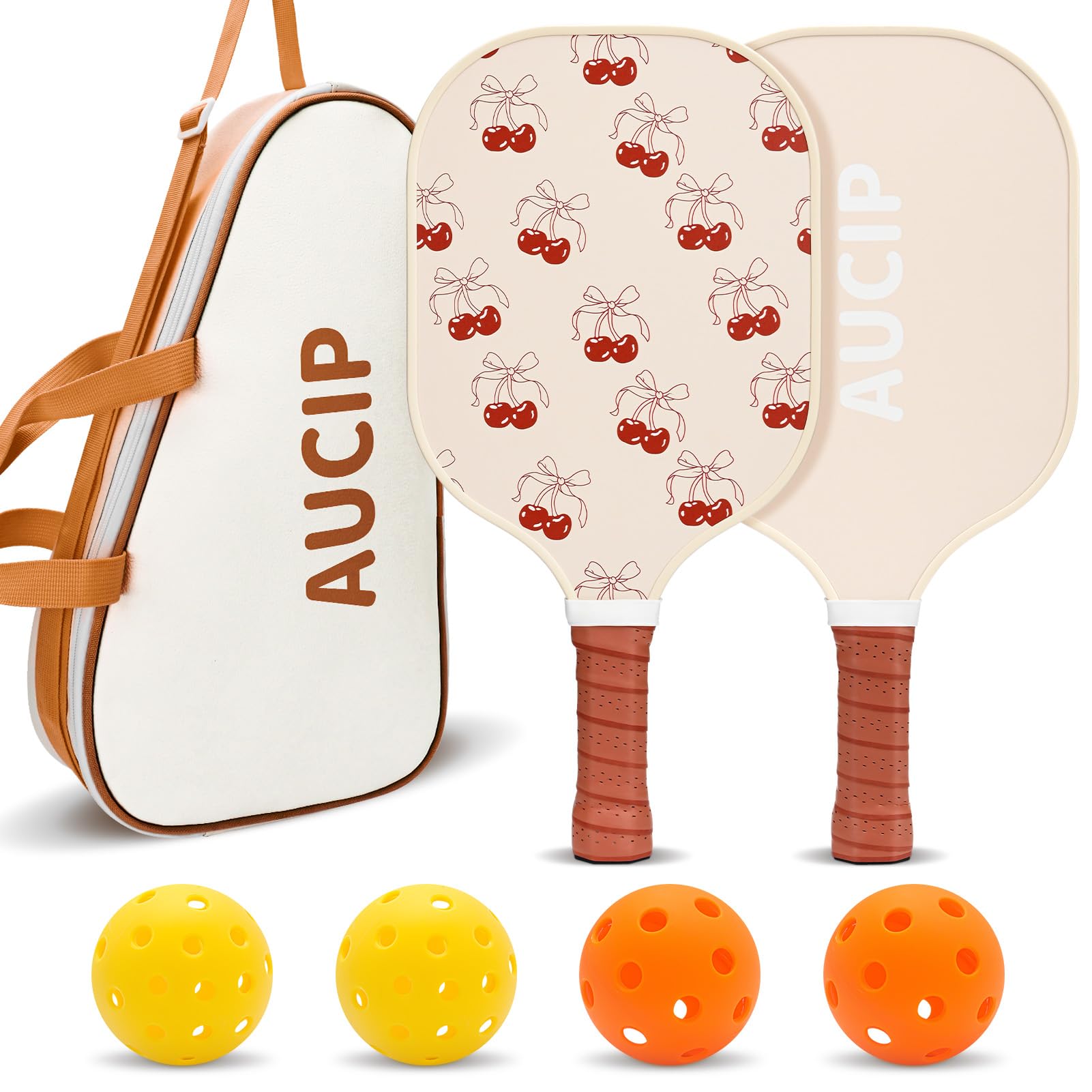 Photo 1 of Pickleball Paddles, USAPA Approved Cute Pickleball Paddles Set of 2, Lightweight Fiberglass Pickleball Set with 2 Pickleball Rackets, 4 Balls, 1 Bag, Pickleball Set Gift