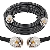 MOOKEERF Cable coaxial RG8x de 25 pies, cable coaxial CB de 50 ohmios, UHF PL259 macho a macho Cable de antena CB de baja pér