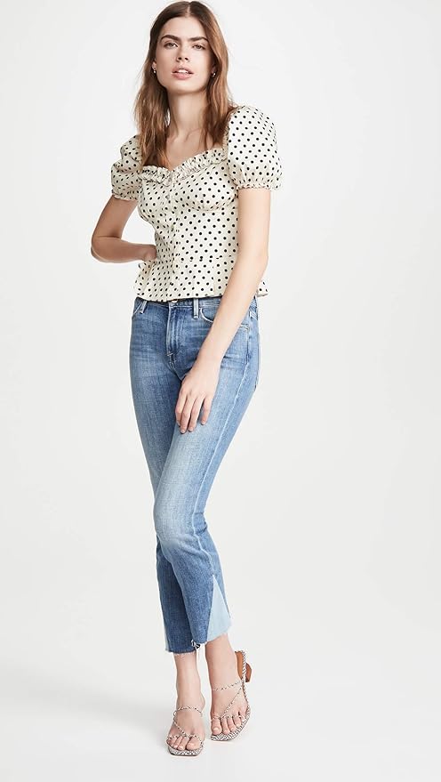 frame le high straight raw edge jeans