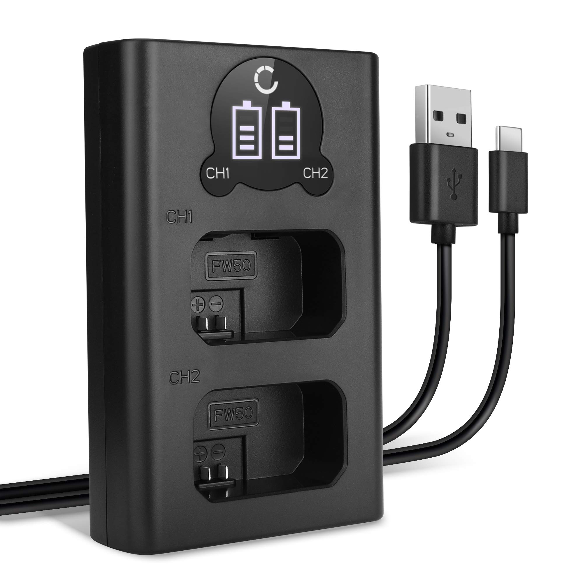 CELLONIC Smart & Fast NP-FW50 Dual Charger compatible with BC-VW1 USB Cable Charging Cable USB Power Supply