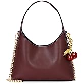 Small Hobo Bags for Women Cherry Shoulder Bag Purse Faux Leather Tote Handbag Trendy Chain Crossbody Bag