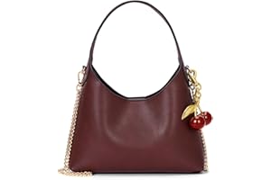 JQWSVE Small Hobo Bags for Women Cherry Shoulder Bag Purse Faux Leather Tote Handbag Trendy Chain Crossbody Bag
